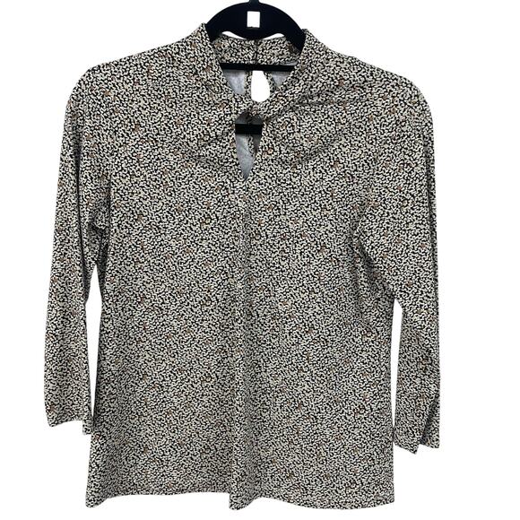 J. McLaughlin Catalina Cloth Keyhole Cutout Abstract Animal Print Top Womens XS - Picture 1 of 6
